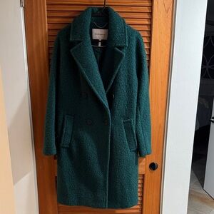 BCBGeneration Dark Green Textured Double-Breasted Pea Coat